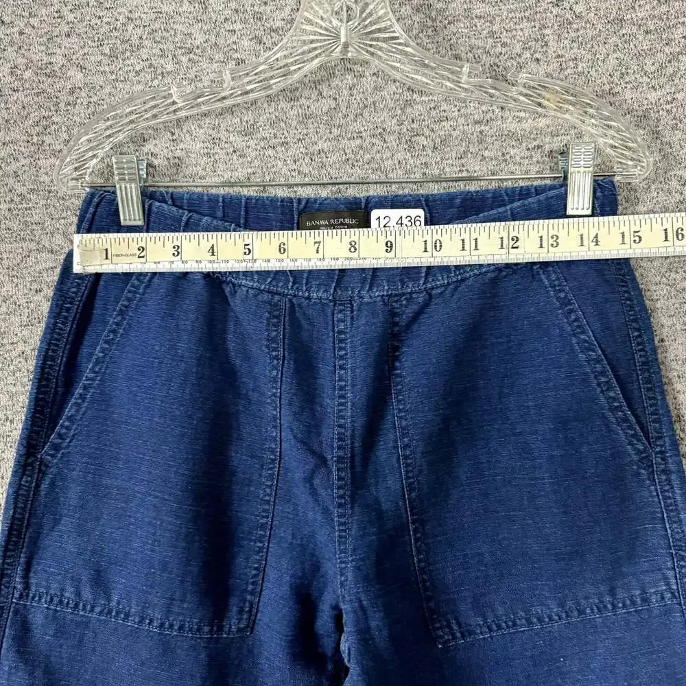 Banana Republic Women's Size XS Blue Linen Blend Pull On Slim Leg Pants